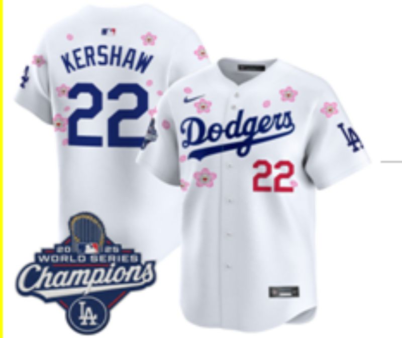 Men Nike 2026 Los Angeles Dodgers #22 Kershaw White Sakura Edition Game MLB Jersey 07->los angeles dodgers->MLB Jersey